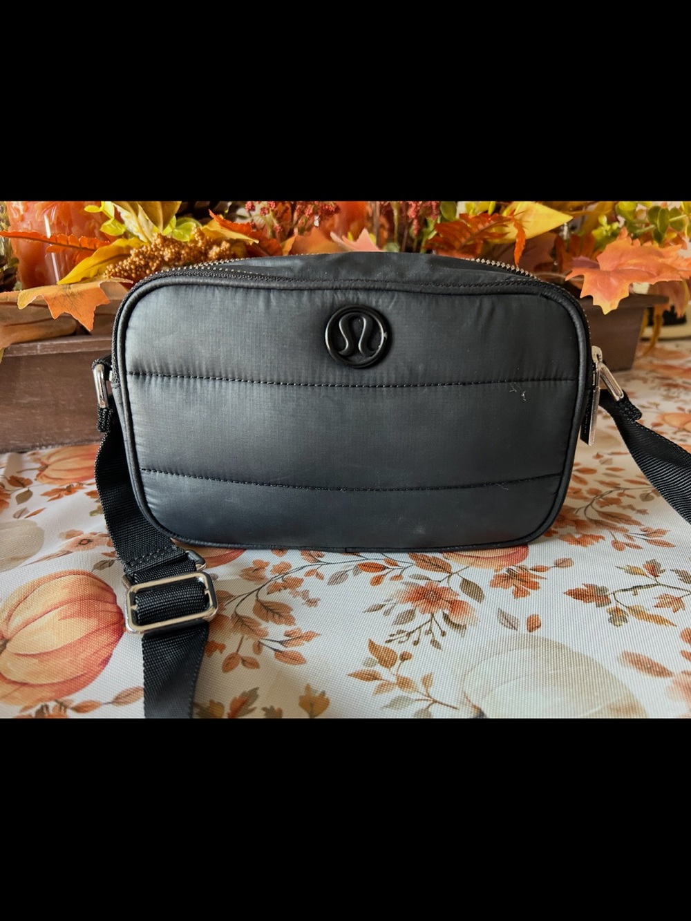 lululemon athletica Black Quilted Crossbody Belt Bag